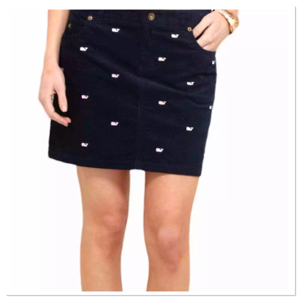 Vineyard Vines Whale Embroidered cotton Mini Skirt 4 EUC Black Gold